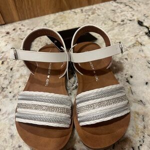 LAUNDRY GIRL White Strappy Glitter Sandals Size 9 Adjustable Strap